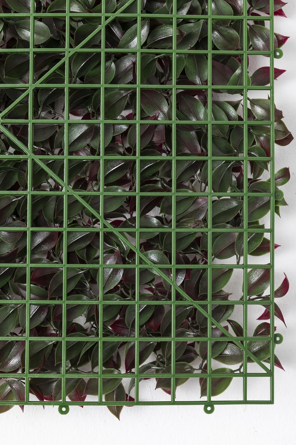 Yapay Duvar Paneli Uv Korumalı Limon Dalı Bordo Yeşil 50*50