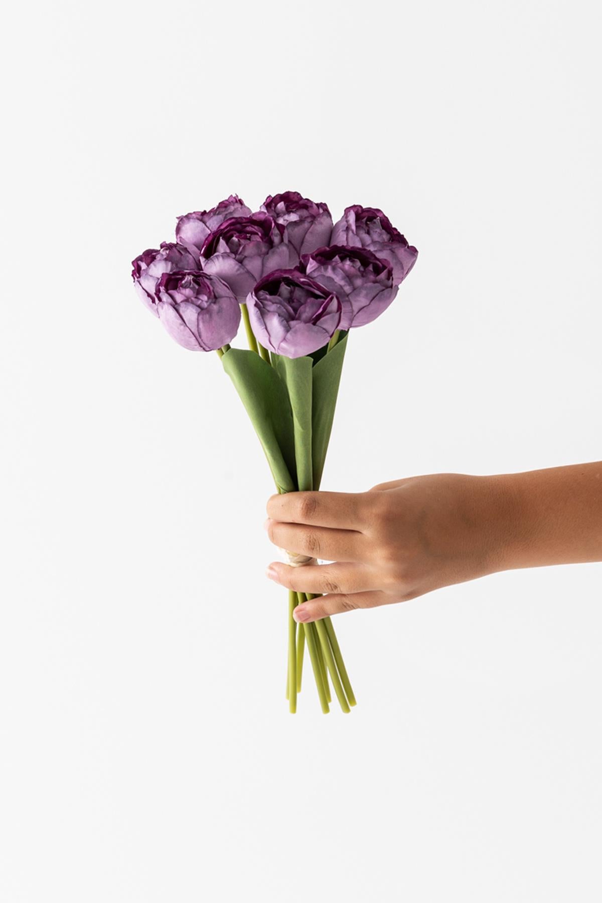 Yapay Gelin Eli Demeti 35 Cm 8 Dal Mor