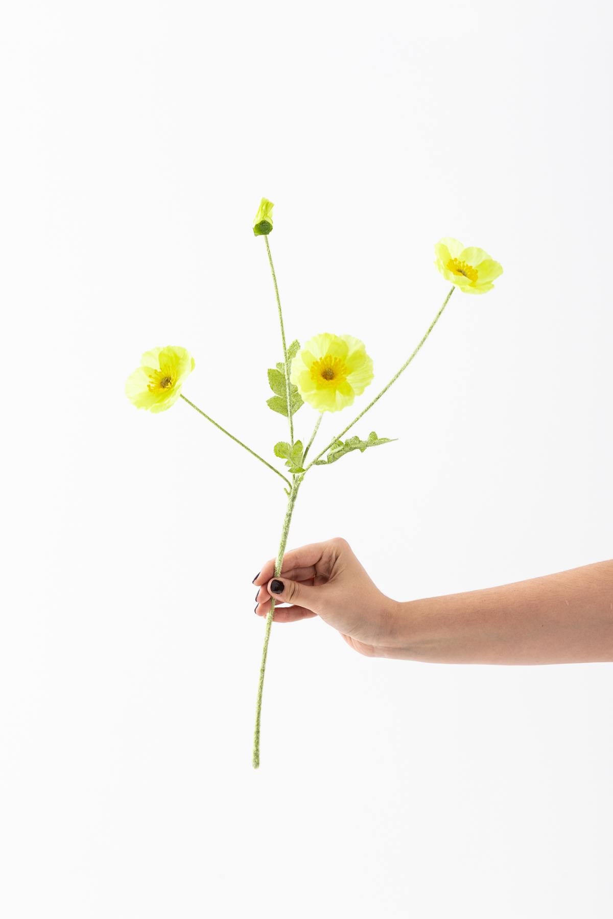 Yapay Gelincik Çiçeği 60 Cm Tek Dal Açık Sarı