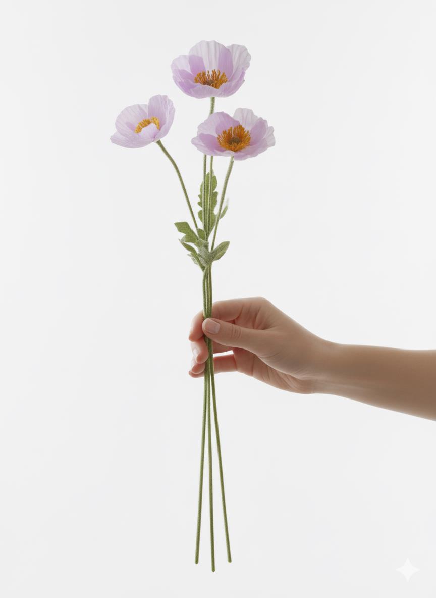 Yapay Gelincik Çiçeği 60 Cm Tek Dal Lila