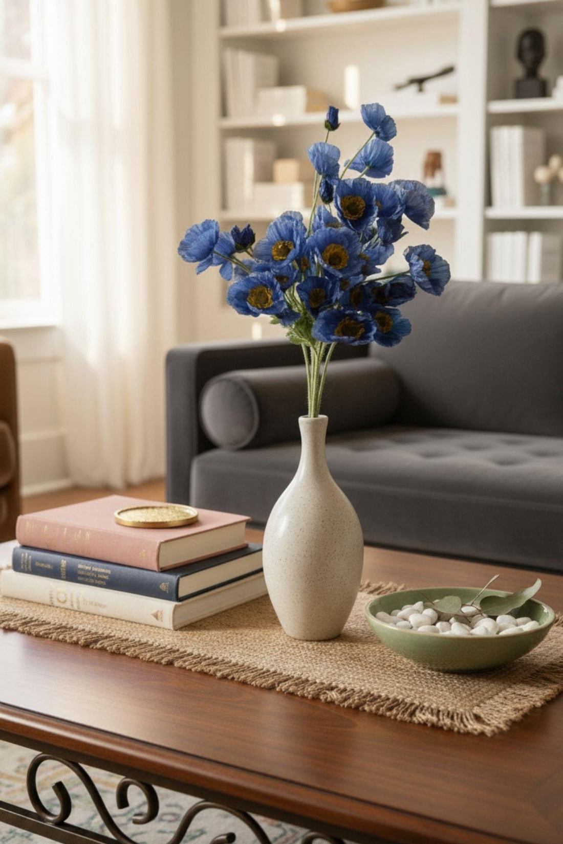 Yapay Gelincik Çiçeği 60 Cm Tek Dal Mavi