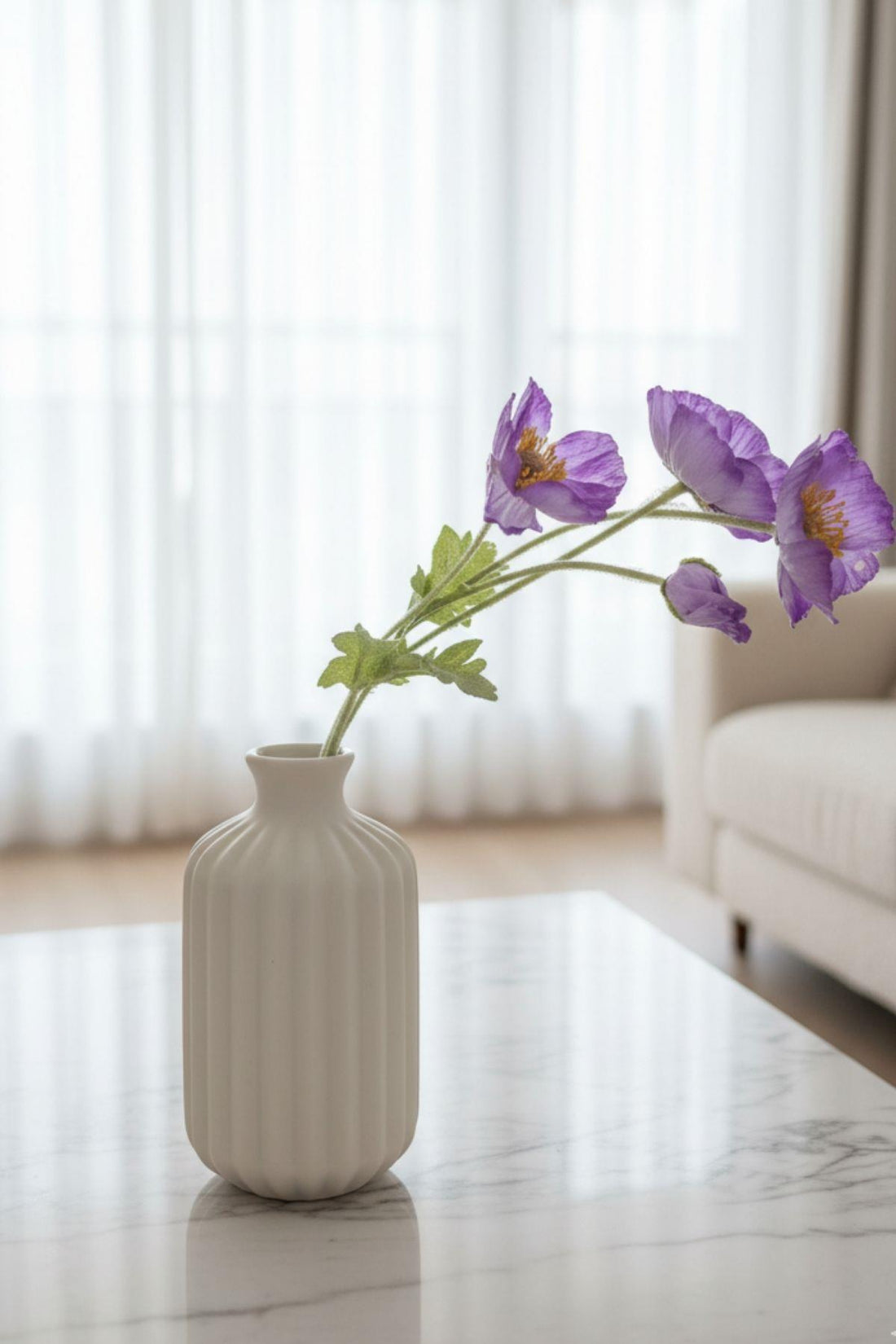 Yapay Gelincik Çiçeği 60 Cm Tek Dal Mor