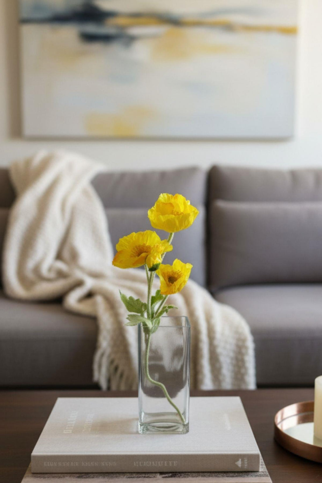 Yapay Gelincik Çiçeği 60 Cm Tek Dal Sarı