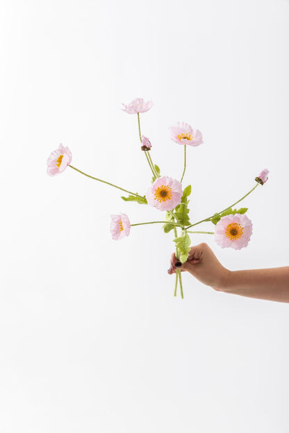 Yapay Gelincik Çiçeği 60 Cm Tek Dal Toz Pembe