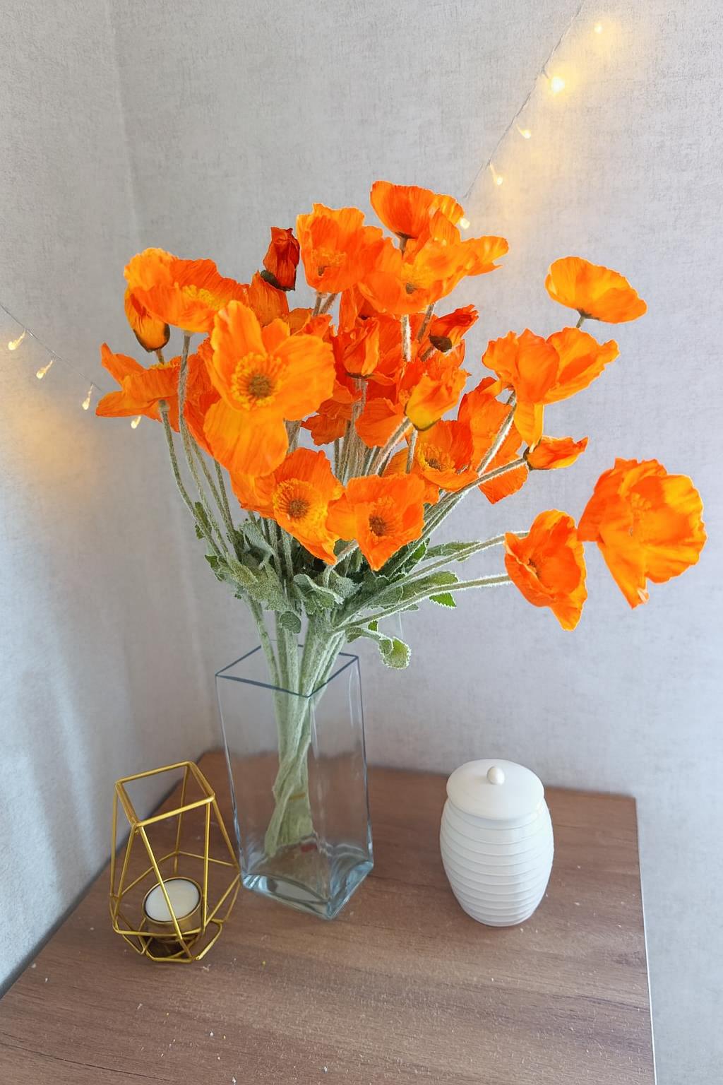 Yapay Gelincik Çiçeği 60 Cm Tek Dal Turuncu