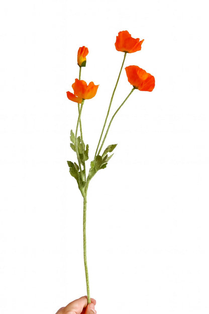 Yapay Gelincik Çiçeği 60 Cm Tek Dal Turuncu