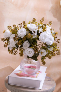 Yapay Gül Demeti 30 Cm 6 Dal Beyaz