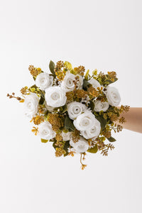 Yapay Gül Demeti 30 Cm 6 Dal Beyaz