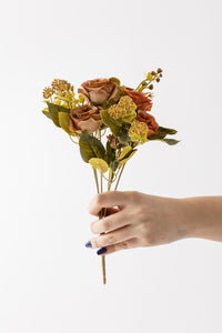 Yapay Gül Demeti 30 Cm 6 Dal Kahverengi