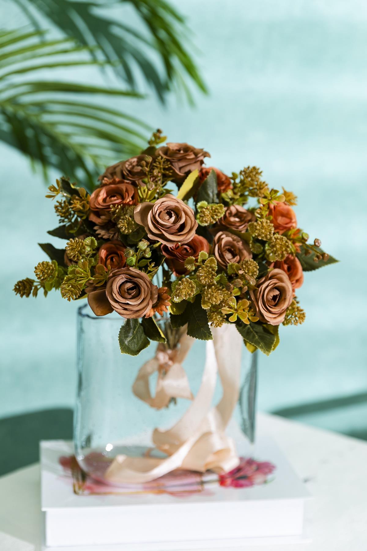 Yapay Gül Demeti 30 Cm 6 Dal Kahverengi