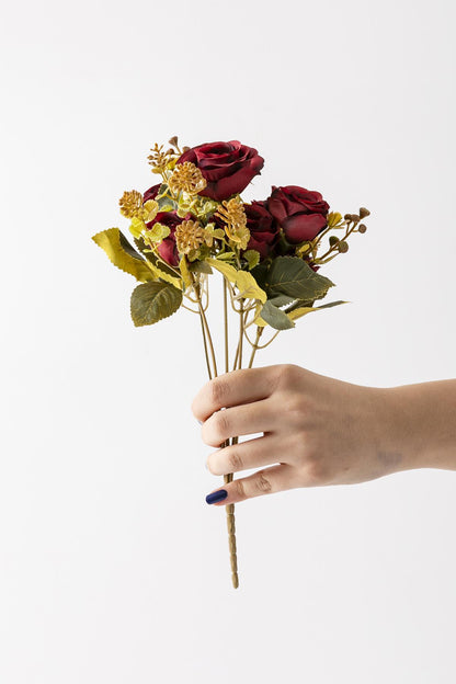 Yapay Gül Demeti 30 Cm 6 Dal Kırmızı