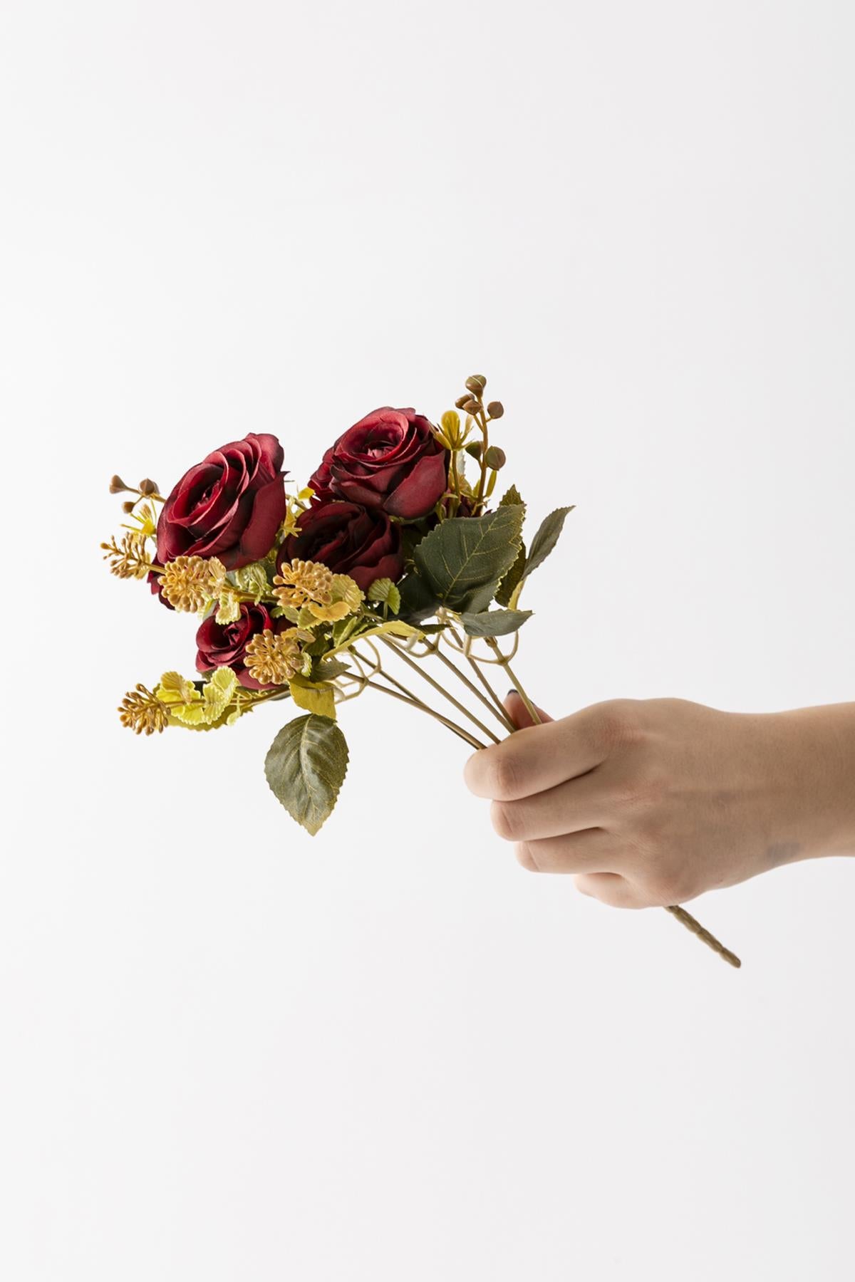 Yapay Gül Demeti 30 Cm 6 Dal Kırmızı