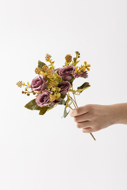 Yapay Gül Demeti 30 Cm 6 Dal Mor