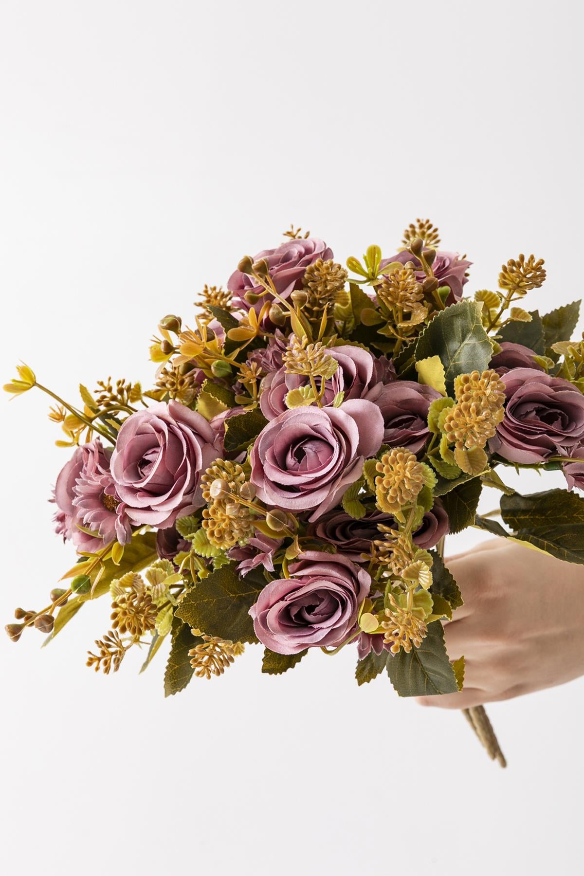 Yapay Gül Demeti 30 Cm 6 Dal Mor