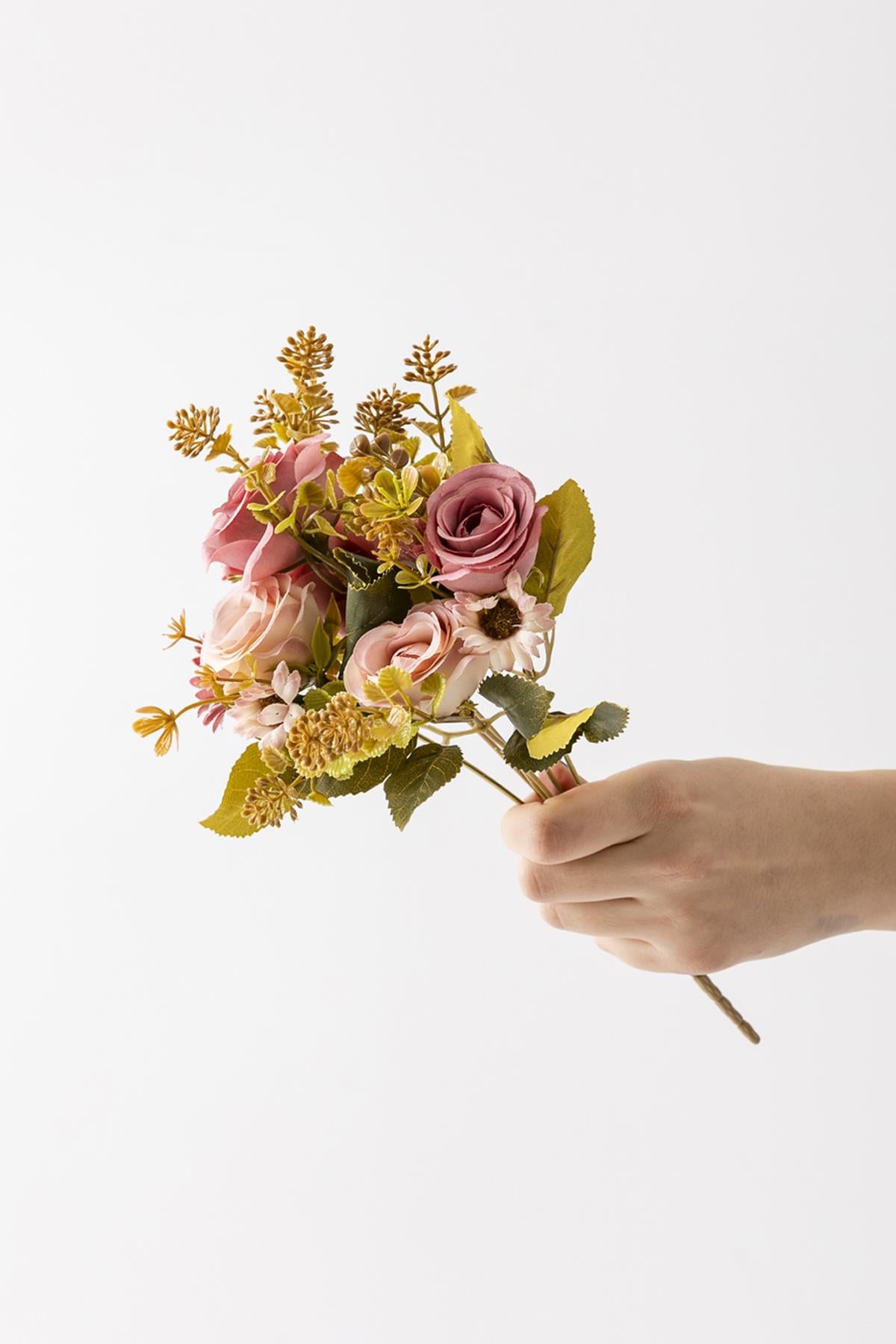 Yapay Gül Demeti 30 Cm 6 Dal Pembe