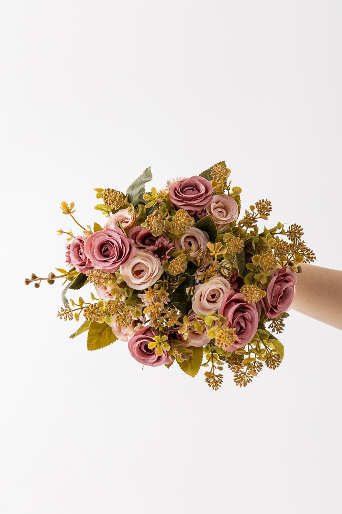 Yapay Gül Demeti 30 Cm 6 Dal Pembe