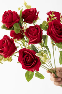 Yapay Gül Demeti 9 Dallı Kırmızı
