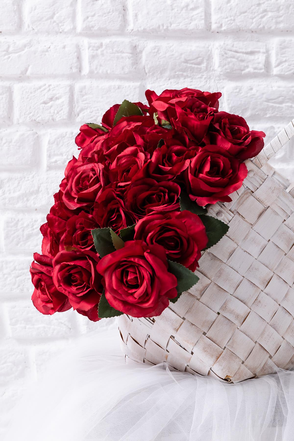 Yapay Gül Demeti Kırmızı 9 Dallı