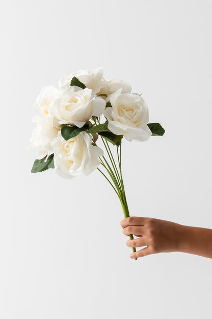 Yapay Gül Demeti Krem 9 Dallı