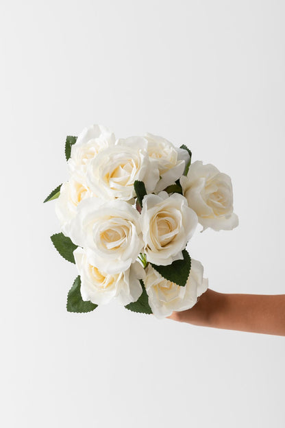 Yapay Gül Demeti Krem 9 Dallı