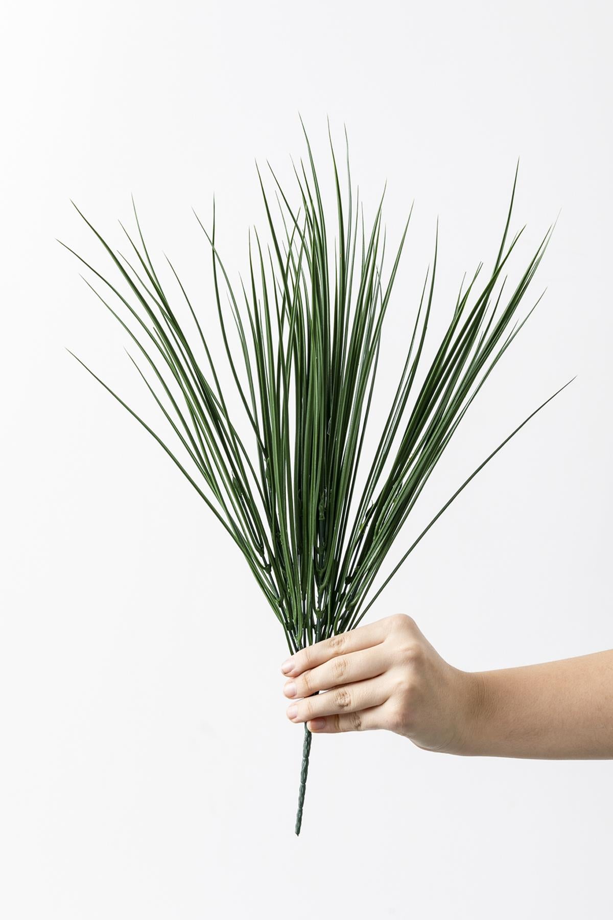 Yapay İnce Saz Demeti Koyu Yeşil 50 Cm 7 Dal(Uv)