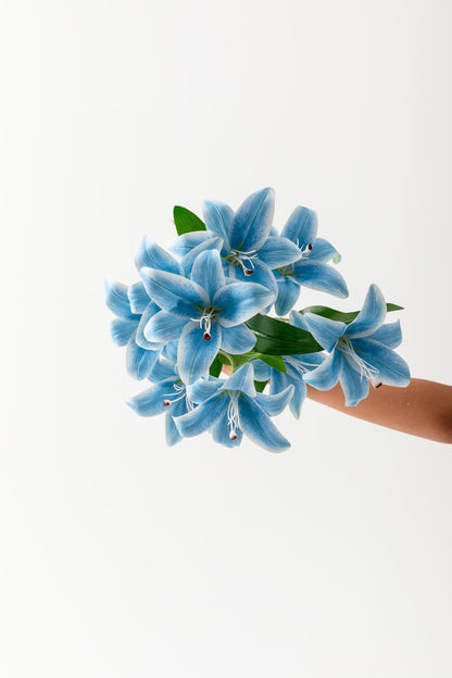 Yapay Islak Kazabılanka Çiçeği Mavi 9 Dal