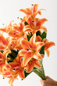 Yapay Islak Kazabılanka Çiçeği Turuncu 9 Dal