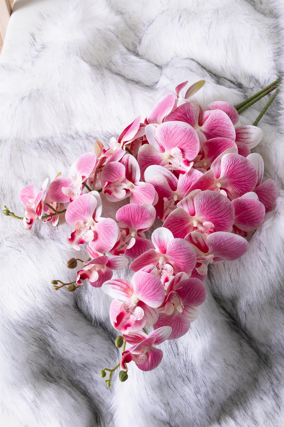 Yapay Islak Orkide Çiçeği Açık Pembe Tek Dal