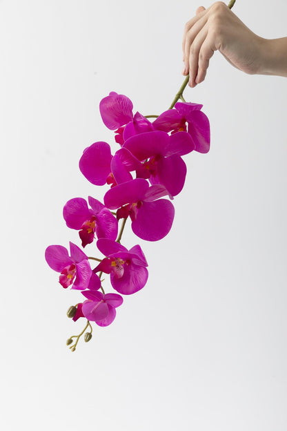 Yapay Islak Orkide Çiçeği Fuşya Tek Dal