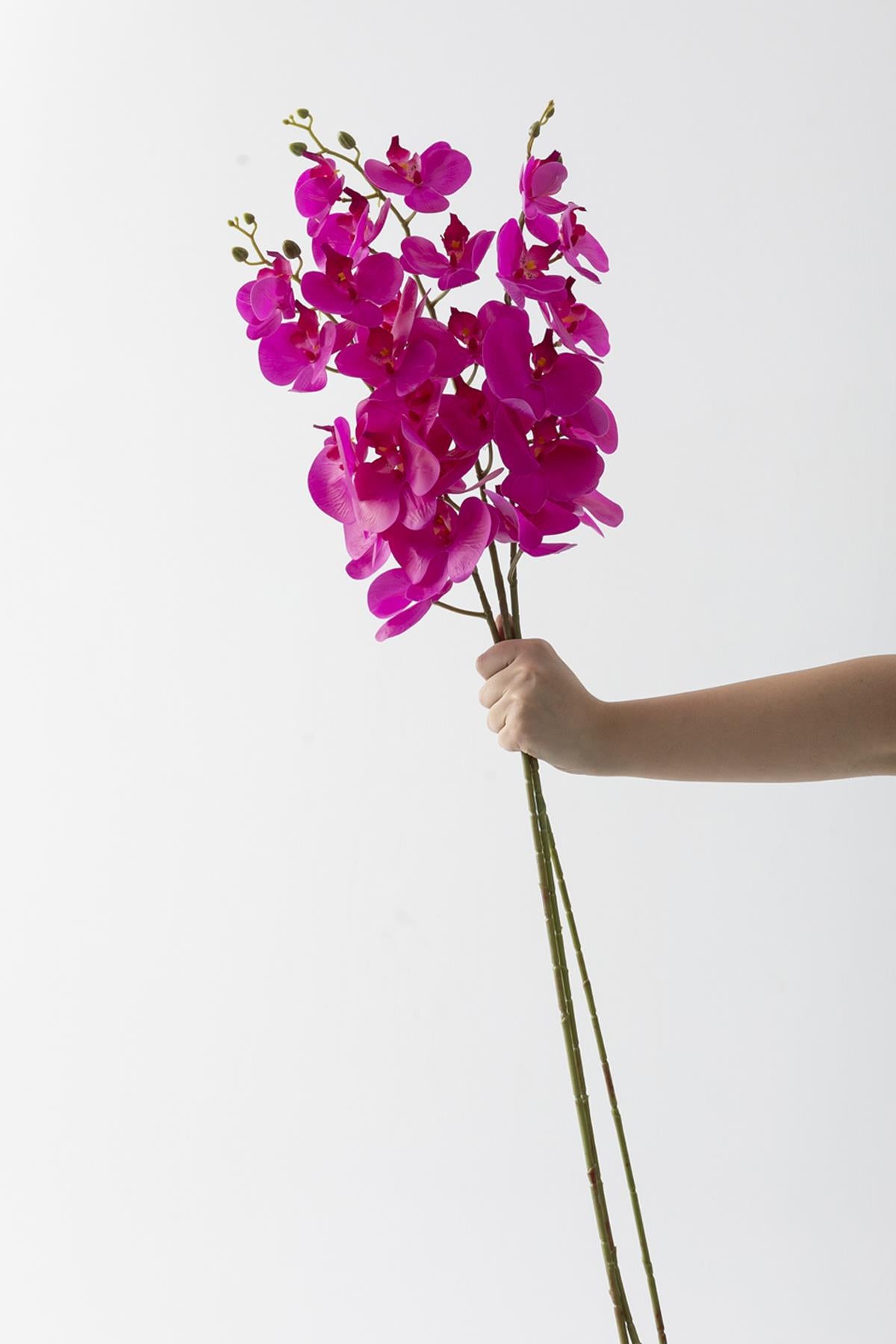 Yapay Islak Orkide Çiçeği Fuşya Tek Dal