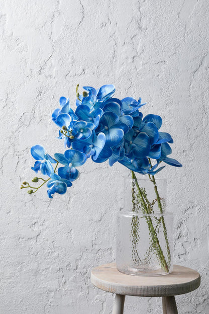 Yapay Islak Orkide Çiçeği Mavi Tek Dal