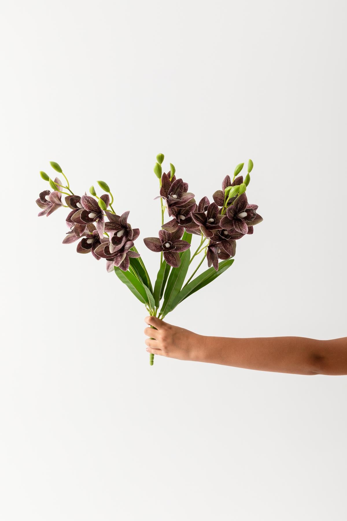 Yapay Islak Orkide Çiçeği Mürdüm 5 Dal