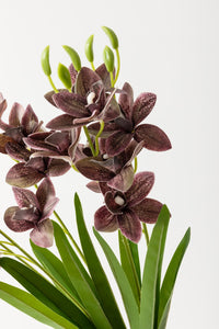 Yapay Islak Orkide Çiçeği Mürdüm 5 Dal