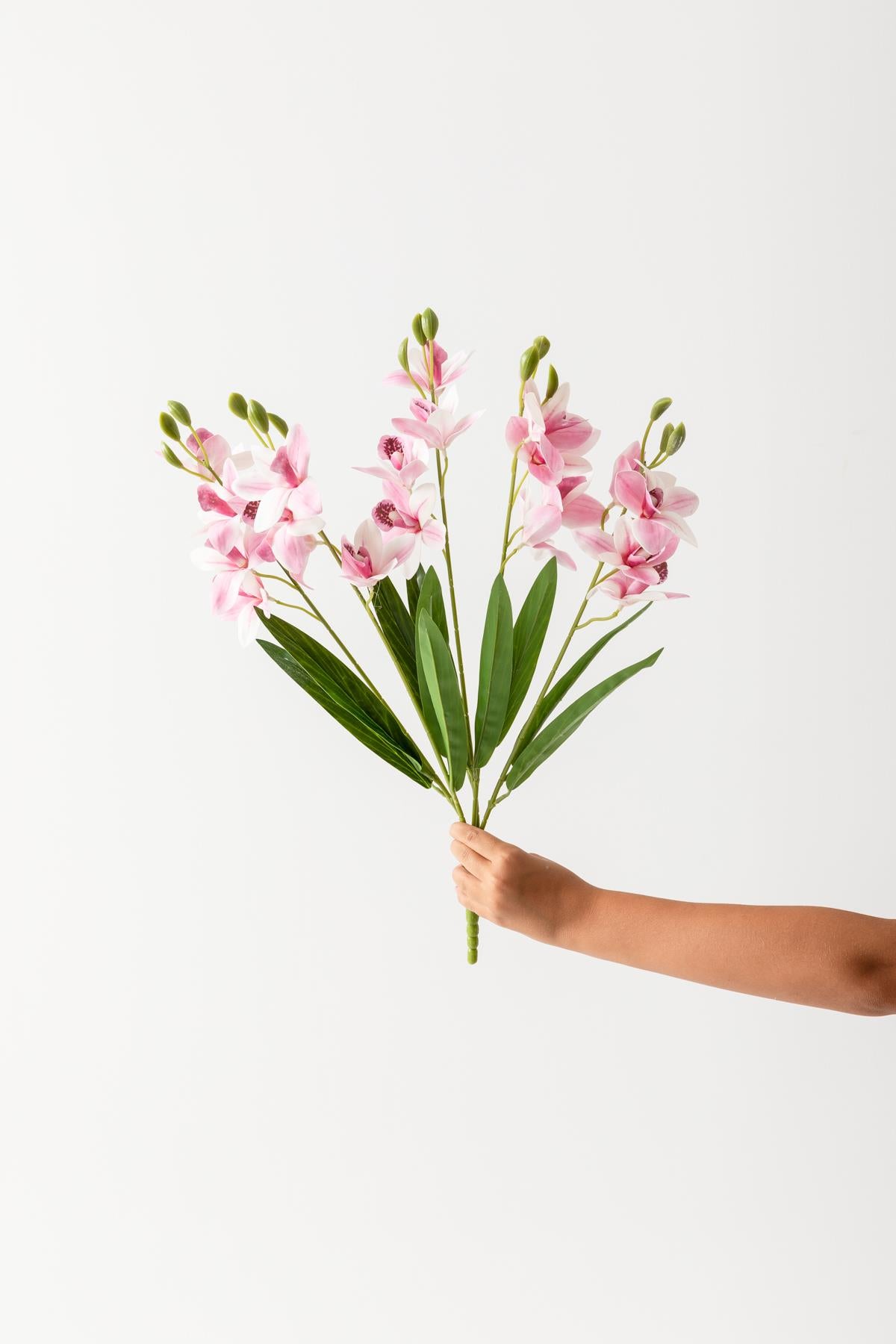 Yapay Islak Orkide Çiçeği Pembe 5 Dal