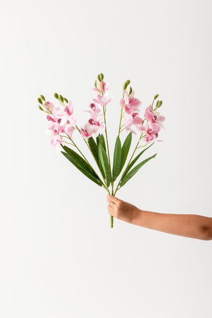 Yapay Islak Orkide Çiçeği Pembe 5 Dal