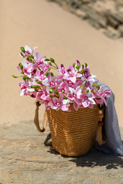 Yapay Islak Orkide Çiçeği Pembe 5 Dal