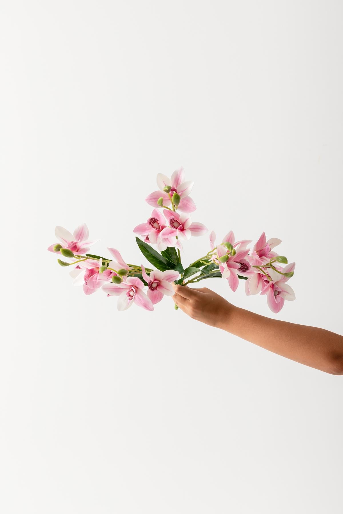 Yapay Islak Orkide Çiçeği Pembe 5 Dal