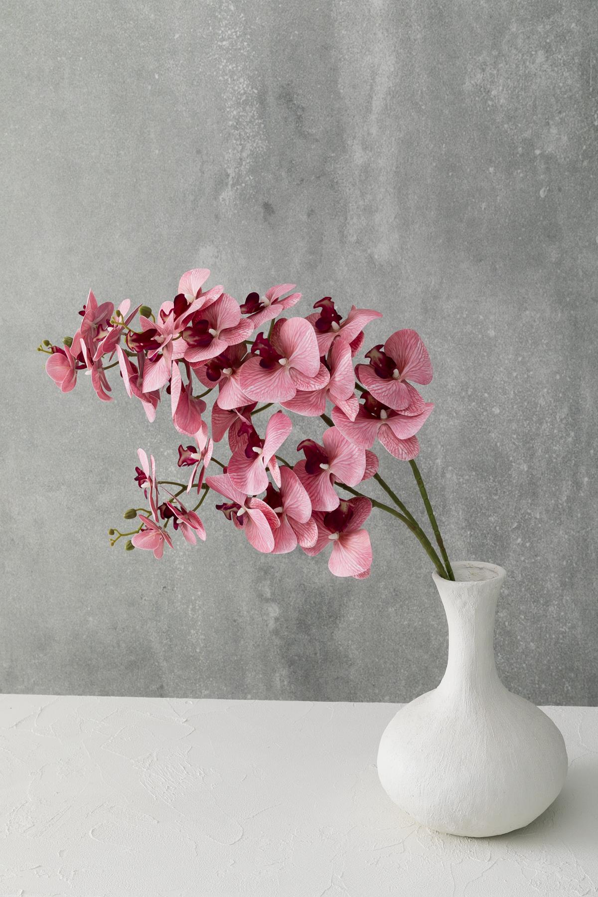 Yapay Islak Orkide Çiçeği Pembe Tek Dal