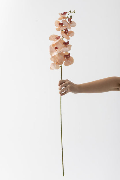 Yapay Islak Orkide Çiçeği Turuncu Tek Dal