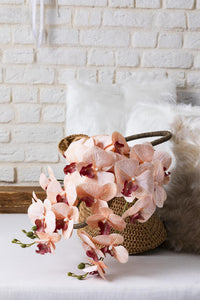 Yapay Islak Orkide Çiçeği Turuncu Tek Dal