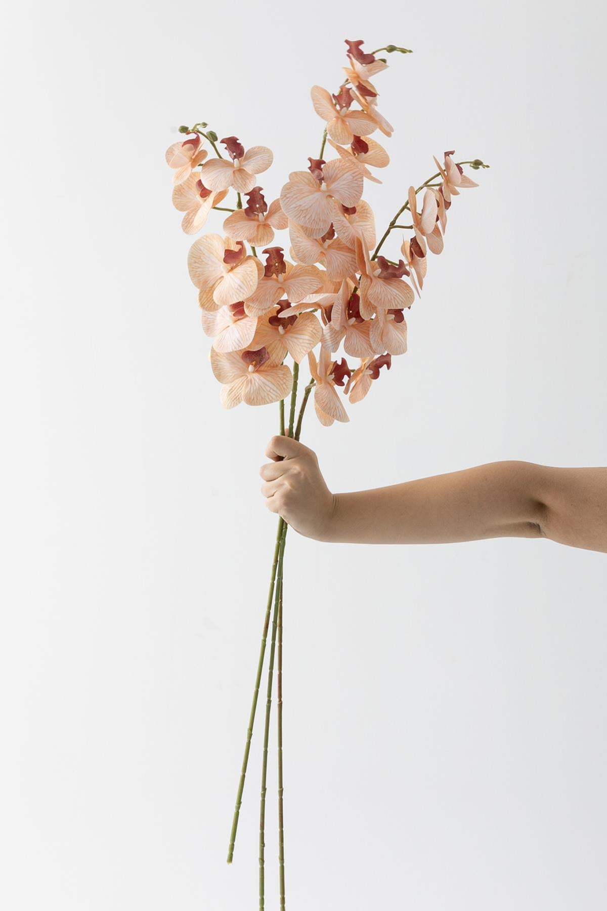 Yapay Islak Orkide Çiçeği Turuncu Tek Dal