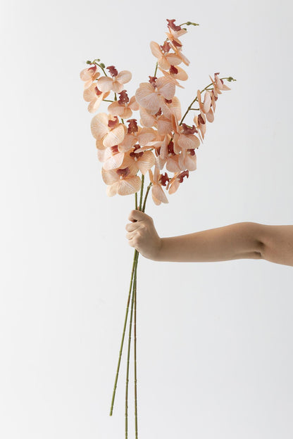 Yapay Islak Orkide Çiçeği Turuncu Tek Dal