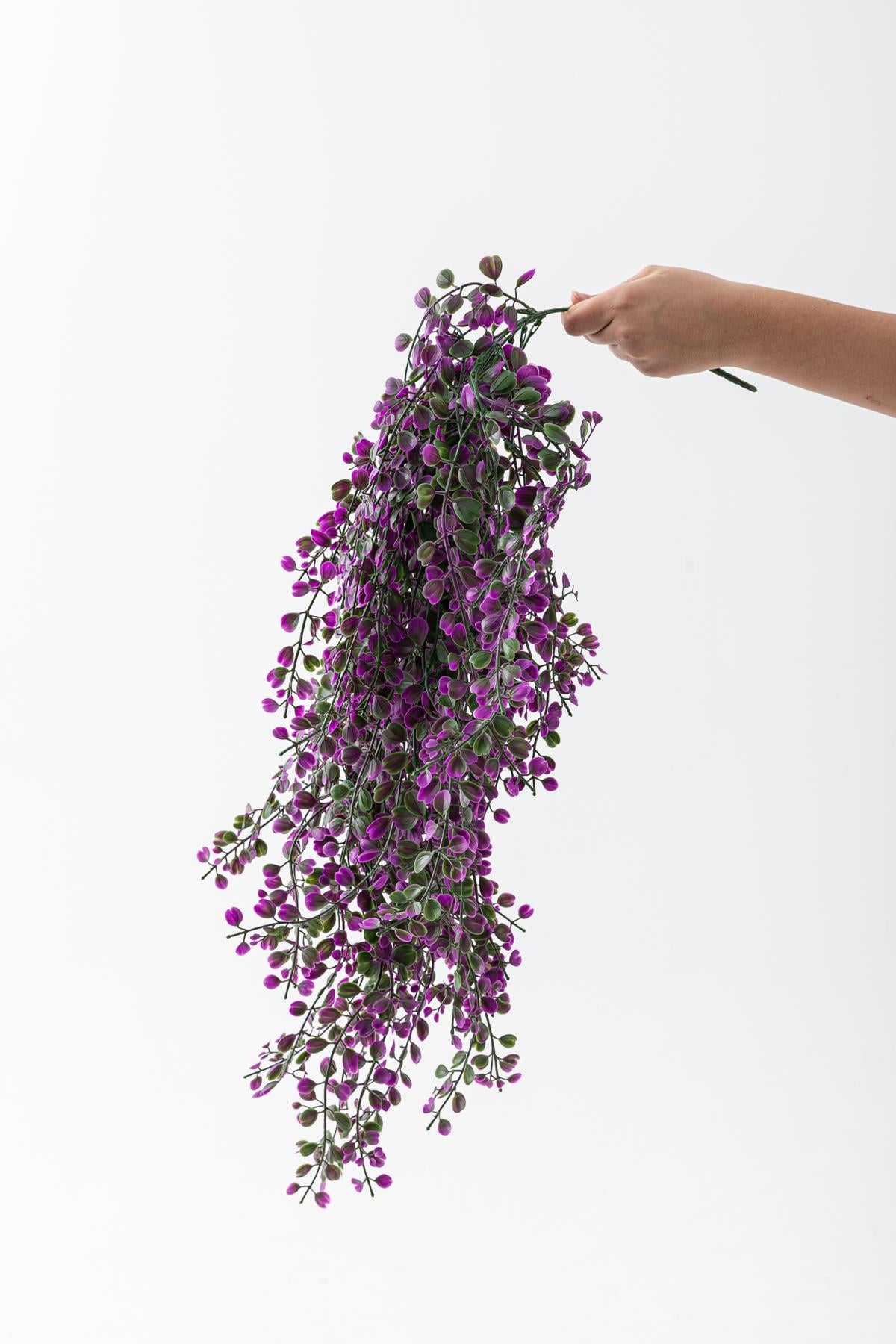 Yapay Japon Şimşir Sarkan 80 Cm 5 Dal Yeşil Mor
