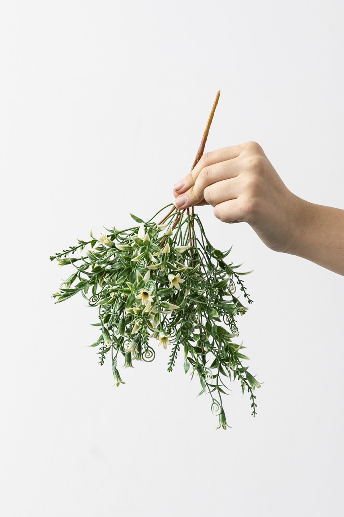 Yapay Kabak Çiçeği Demeti Yeşil Beyaz 30 Cm 5 Dal