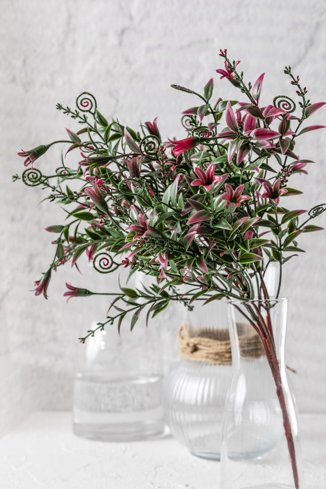 Yapay Kabak Çiçeği Demeti Yeşil Pembe 30 Cm 5 Dal