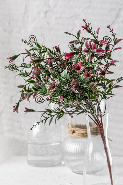 Yapay Kabak Çiçeği Demeti Yeşil Pembe 30 Cm 5 Dal