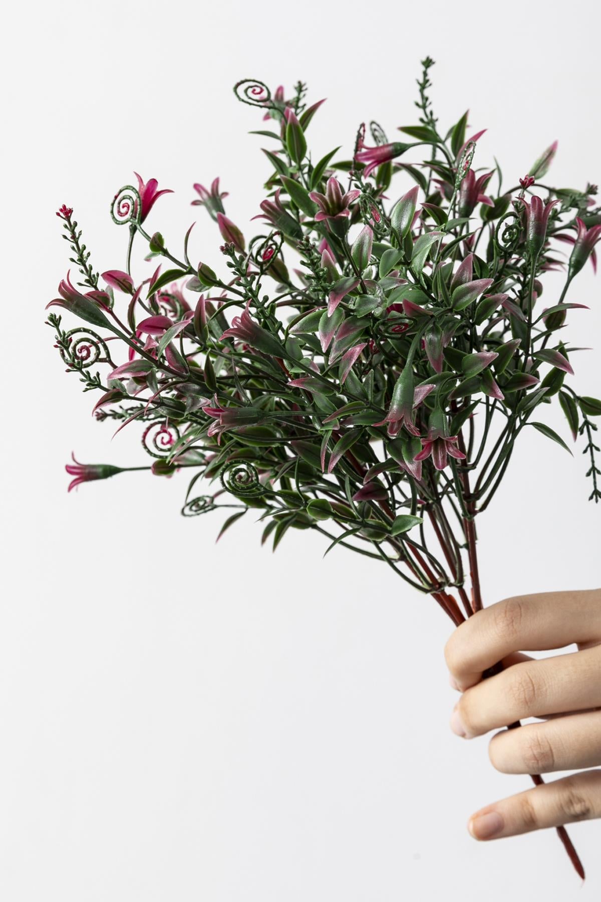 Yapay Kabak Çiçeği Demeti Yeşil Pembe 30 Cm 5 Dal