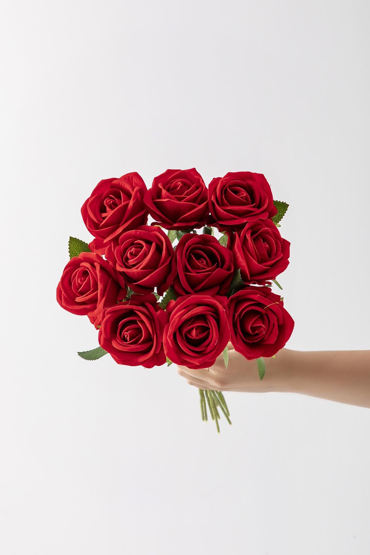 Yapay Kadife Gül Demeti 10&