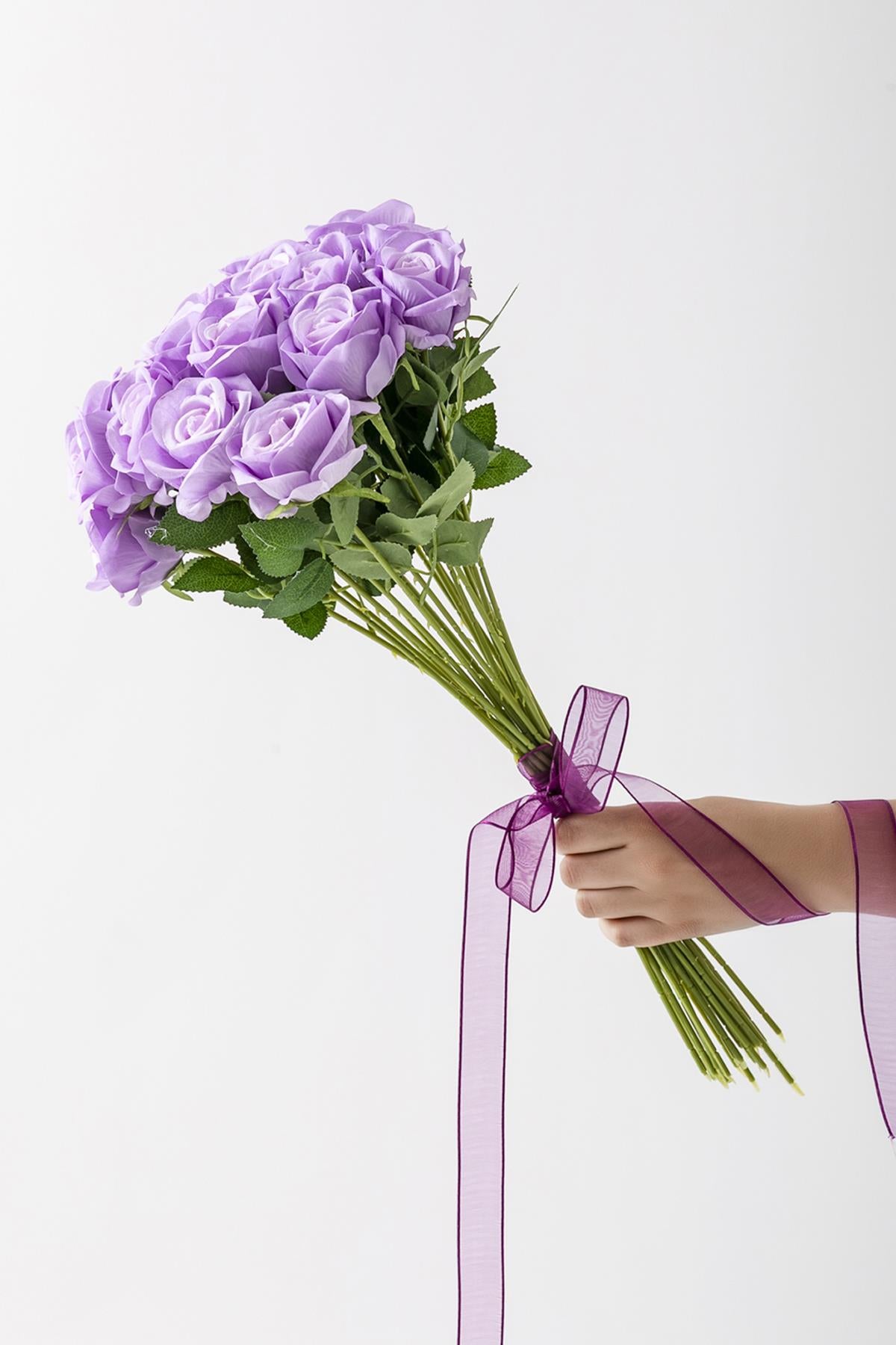 Yapay Kadife Gül Demeti 10&