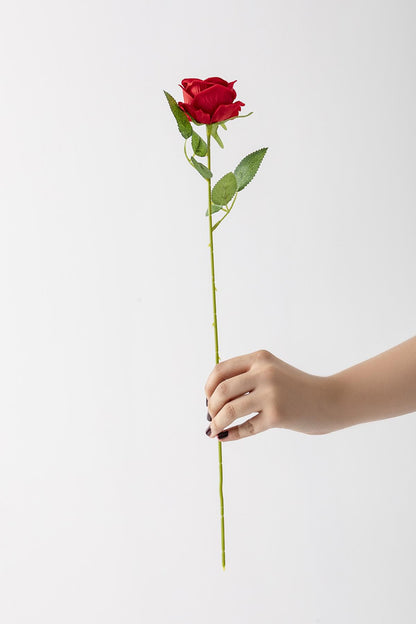 Yapay Kadife Gül Tek Dal Kırmızı 50 Cm